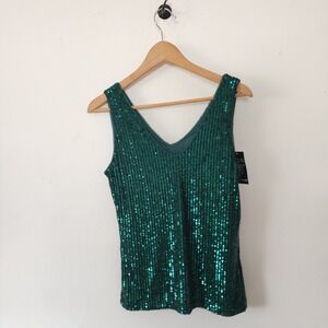 NWT Boston Proper Green Sequin Tank Top